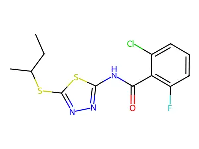 N-(5-(sec-butylthio)-1,3,4-thiadiazol-2-yl)-2-chloro-6-fluorobenzamide structure