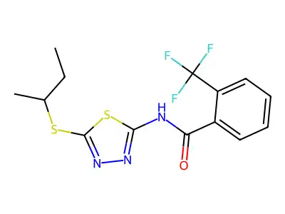 N-(5-(sec-butylthio)-1,3,4-thiadiazol-2-yl)-2-(trifluoromethyl)benzamide structure