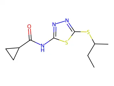 N-(5-(sec-butylthio)-1,3,4-thiadiazol-2-yl)cyclopropanecarboxamide structure