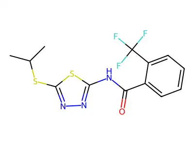 N-(5-(isopropylthio)-1,3,4-thiadiazol-2-yl)-2-(trifluoromethyl)benzamide structure