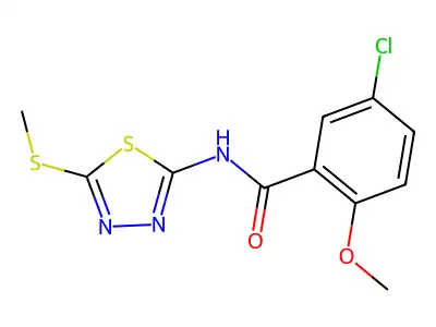 5-chloro-2-methoxy-N-(5-(methylthio)-1,3,4-thiadiazol-2-yl)benzamide structure