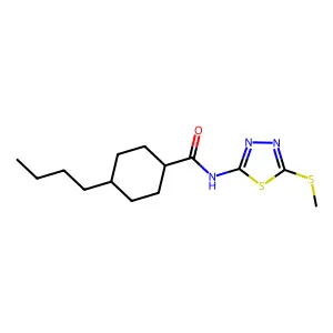 4-butyl-N-(5-(methylthio)-1,3,4-thiadiazol-2-yl)cyclohexanecarboxamide structure