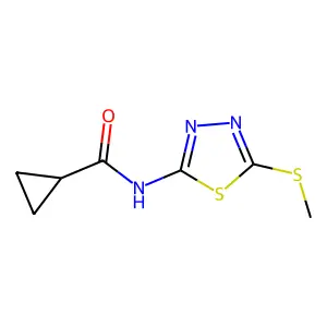 N-[5-(methylsulfanyl)-1,3,4-thiadiazol-2-yl]cyclopropanecarboxamide structure