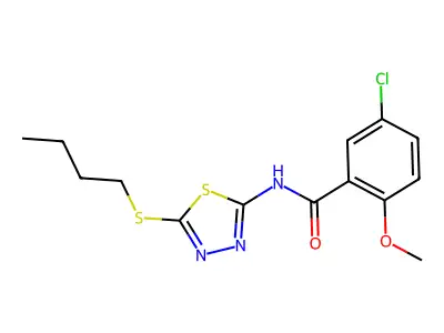 N-(5-butylsulfanyl-1,3,4-thiadiazol-2-yl)-5-chloro-2-methoxybenzamide structure