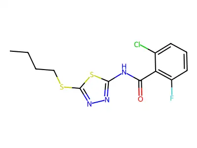 N-(5-(butylthio)-1,3,4-thiadiazol-2-yl)-2-chloro-6-fluorobenzamide structure