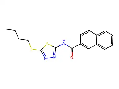 N-(5-(butylthio)-1,3,4-thiadiazol-2-yl)-2-naphthamide structure