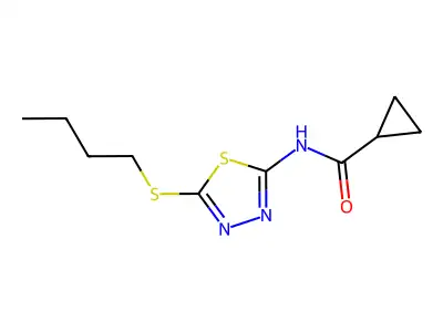 N-(5-(butylthio)-1,3,4-thiadiazol-2-yl)cyclopropanecarboxamide structure