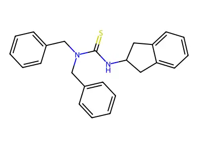 1,1-dibenzyl-3-(2,3-dihydro-1H-inden-2-yl)thiourea structure