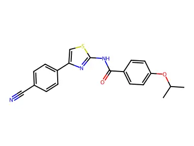 N-(4-(4-cyanophenyl)thiazol-2-yl)-4-isopropoxybenzamide structure