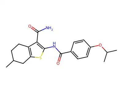 2-(4-isopropoxybenzamido)-6-methyl-4,5,6,7-tetrahydrobenzo[b]thiophene-3-carboxamide structure