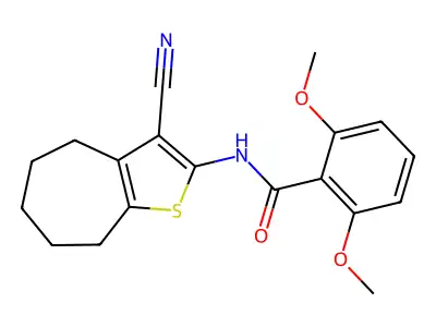 N-(3-cyano-5,6,7,8-tetrahydro-4H-cyclohepta[b]thiophen-2-yl)-2,6-dimethoxybenzamide structure