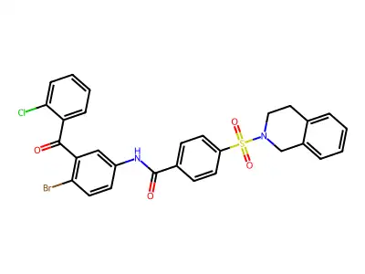 N-(4-bromo-3-(2-chlorobenzoyl)phenyl)-4-((3,4-dihydroisoquinolin-2(1H)-yl)sulfonyl)benzamide structure
