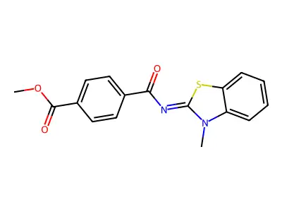 Methyl 4-[(3-methyl-1,3-benzothiazol-2-ylidene)carbamoyl]benzoate structure