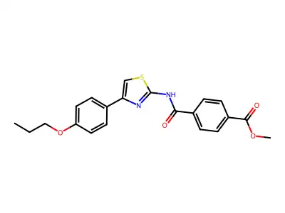 Methyl 4-((4-(4-propoxyphenyl)thiazol-2-yl)carbamoyl)benzoate structure