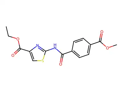 Ethyl 2-(4-(methoxycarbonyl)benzamido)thiazole-4-carboxylate structure