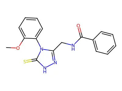 N-((4-(2-methoxyphenyl)-5-thioxo-4,5-dihydro-1H-1,2,4-triazol-3-yl)methyl)benzamide structure