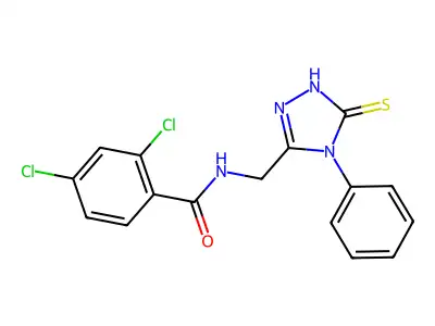 2,4-dichloro-N-[(4-phenyl-5-sulfanylidene-1H-1,2,4-triazol-3-yl)methyl]benzamide structure