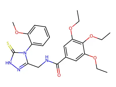 3,4,5-triethoxy-N-[[4-(2-methoxyphenyl)-5-sulfanylidene-1H-1,2,4-triazol-3-yl]methyl]benzamide structure