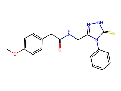 2-(4-methoxyphenyl)-N-((4-phenyl-5-thioxo-4,5-dihydro-1H-1,2,4-triazol-3-yl)methyl)acetamide structure