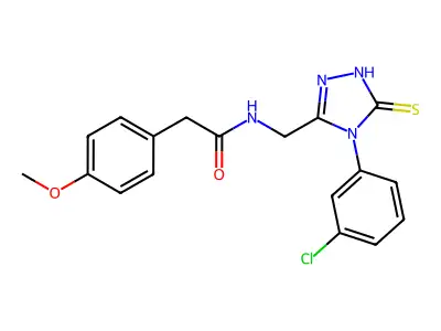 N-((4-(3-chlorophenyl)-5-thioxo-4,5-dihydro-1H-1,2,4-triazol-3-yl)methyl)-2-(4-methoxyphenyl)acetamide structure