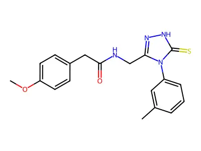 2-(4-methoxyphenyl)-N-((5-thioxo-4-(m-tolyl)-4,5-dihydro-1H-1,2,4-triazol-3-yl)methyl)acetamide structure