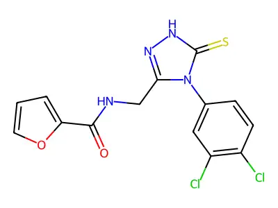 N-((4-(3,4-dichlorophenyl)-5-thioxo-4,5-dihydro-1H-1,2,4-triazol-3-yl)methyl)furan-2-carboxamide structure
