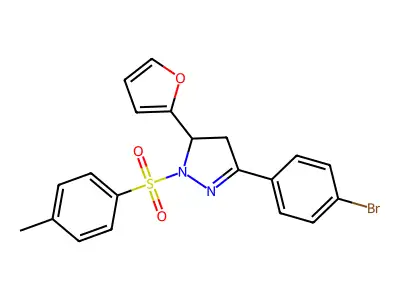 3-(4-bromophenyl)-5-(furan-2-yl)-1-tosyl-4,5-dihydro-1H-pyrazole structure