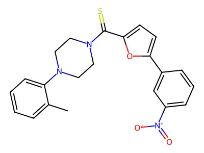 [4-(2-Methylphenyl)piperazin-1-yl]-[5-(3-nitrophenyl)furan-2-yl]methanethione structure