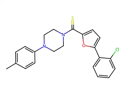 (5-(2-Chlorophenyl)furan-2-yl)(4-(p-tolyl)piperazin-1-yl)methanethione structure