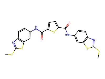 N2,N5-bis(2-(methylthio)benzo[d]thiazol-6-yl)thiophene-2,5-dicarboxamide structure