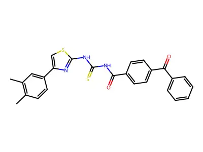 4-benzoyl-N-((4-(3,4-dimethylphenyl)thiazol-2-yl)carbamothioyl)benzamide structure