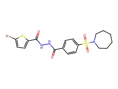 N'-(4-(azepan-1-ylsulfonyl)benzoyl)-5-bromothiophene-2-carbohydrazide structure