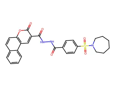N'-(4-(azepan-1-ylsulfonyl)benzoyl)-3-oxo-3H-benzo[f]chromene-2-carbohydrazide structure