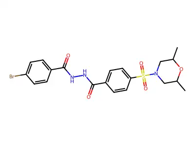 4-bromo-N'-(4-((2,6-dimethylmorpholino)sulfonyl)benzoyl)benzohydrazide structure