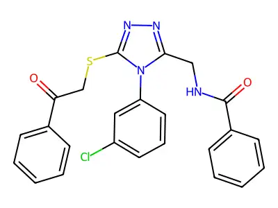 N-[[4-(3-chlorophenyl)-5-phenacylsulfanyl-1,2,4-triazol-3-yl]methyl]benzamide structure