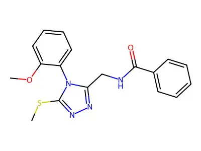 N-((4-(2-methoxyphenyl)-5-(methylthio)-4H-1,2,4-triazol-3-yl)methyl)benzamide structure