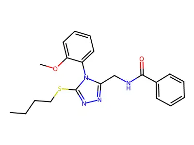 N-((5-(butylthio)-4-(2-methoxyphenyl)-4H-1,2,4-triazol-3-yl)methyl)benzamide structure