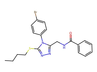 N-[[4-(4-bromophenyl)-5-butylsulfanyl-1,2,4-triazol-3-yl]methyl]benzamide structure