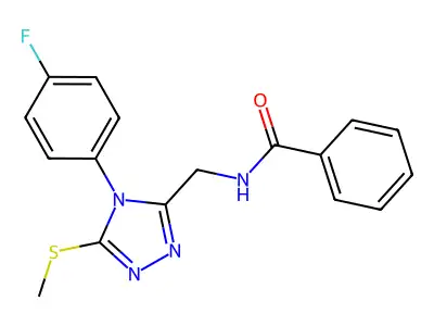 N-((4-(4-fluorophenyl)-5-(methylthio)-4H-1,2,4-triazol-3-yl)methyl)benzamide structure