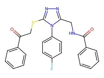 N-[[4-(4-fluorophenyl)-5-phenacylsulfanyl-1,2,4-triazol-3-yl]methyl]benzamide structure