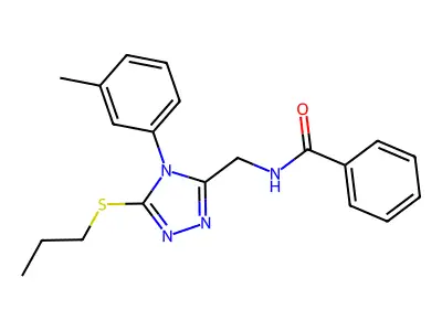 N-[[4-(3-methylphenyl)-5-propylsulfanyl-1,2,4-triazol-3-yl]methyl]benzamide structure