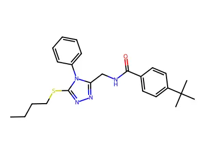 4-tert-butyl-N-[(5-butylsulfanyl-4-phenyl-1,2,4-triazol-3-yl)methyl]benzamide structure