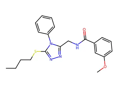 N-[(5-butylsulfanyl-4-phenyl-1,2,4-triazol-3-yl)methyl]-3-methoxybenzamide structure