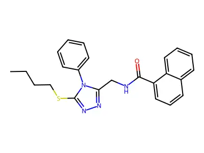 N-[(5-butylsulfanyl-4-phenyl-1,2,4-triazol-3-yl)methyl]naphthalene-1-carboxamide structure