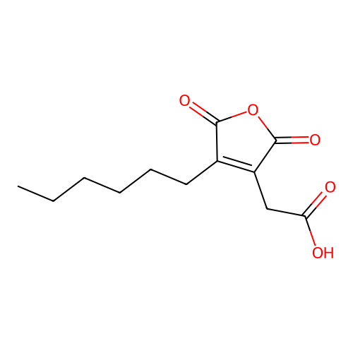 (4-Hexyl-2,5-dioxo-2,5-dihydro-3-furanyl)acetic acid structure