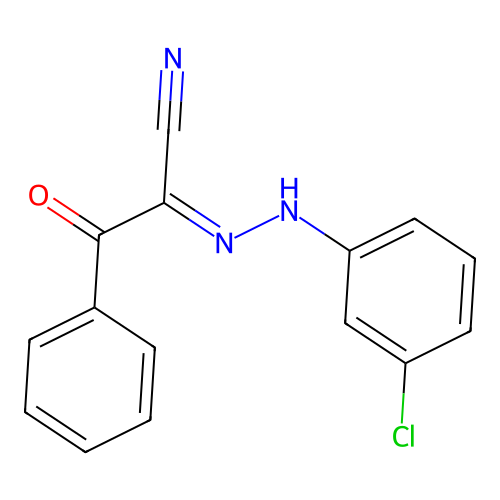N-(3-chloroanilino)-2-oxo-2-phenylethanimidoyl cyanide structure