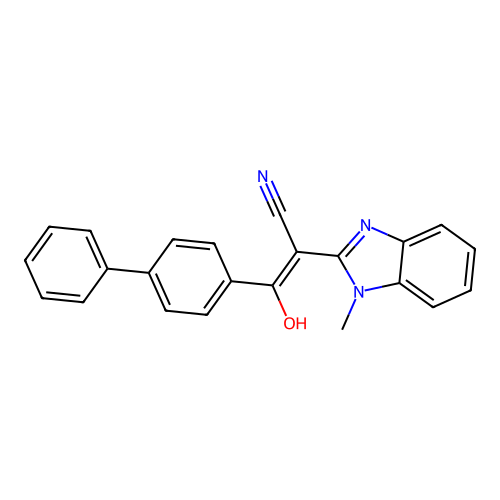 3-Hydroxy-2-(1-methylbenzimidazol-2-yl)-3-(4-phenylphenyl)prop-2-enenitrile structure
