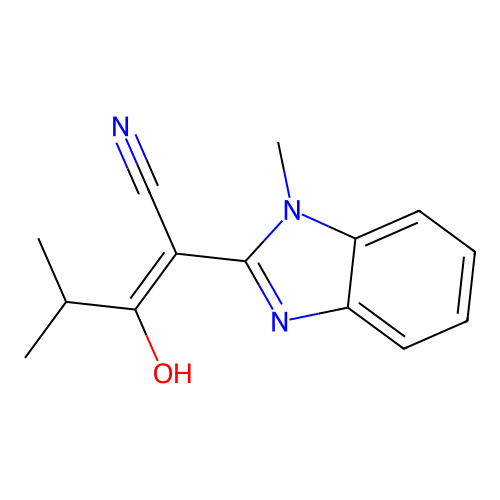 3-Hydroxy-4-methyl-2-(1-methylbenzimidazol-2-yl)pent-2-enenitrile structure