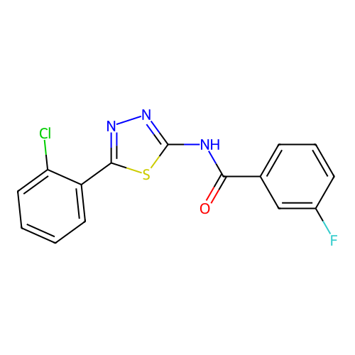 N-[5-(2-chlorophenyl)-1,3,4-thiadiazol-2-yl]-3-fluorobenzamide structure