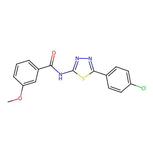 N-[5-(4-chlorophenyl)-1,3,4-thiadiazol-2-yl]-3-methoxybenzamide structure